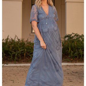Gorgeous blue lace maxi maternity dress